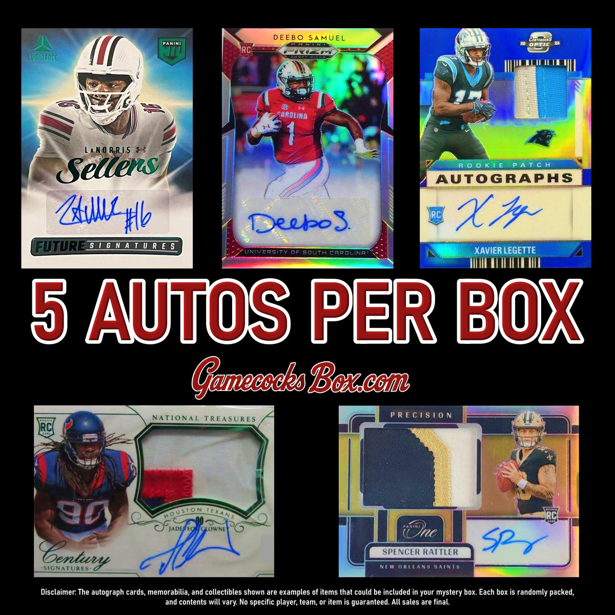 GAHLAY! Gamecocks Legends Sports Cards Mystery Box with 5