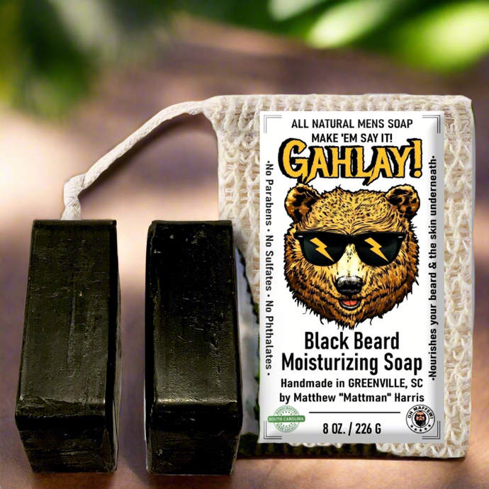 GAHLAY! Black Beard Moisturizing Soap (2 BARS & scrub pouch) w/ FREE shipping