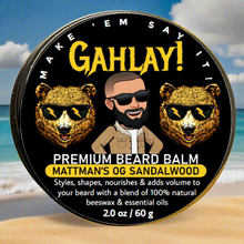 Load image into Gallery viewer, Mattman&#39;s OG SANDALWOOD Beard Balm by GAHLAY! | Signature Blend w/ FREE shipping | Greenville, SC | The Rise Guys