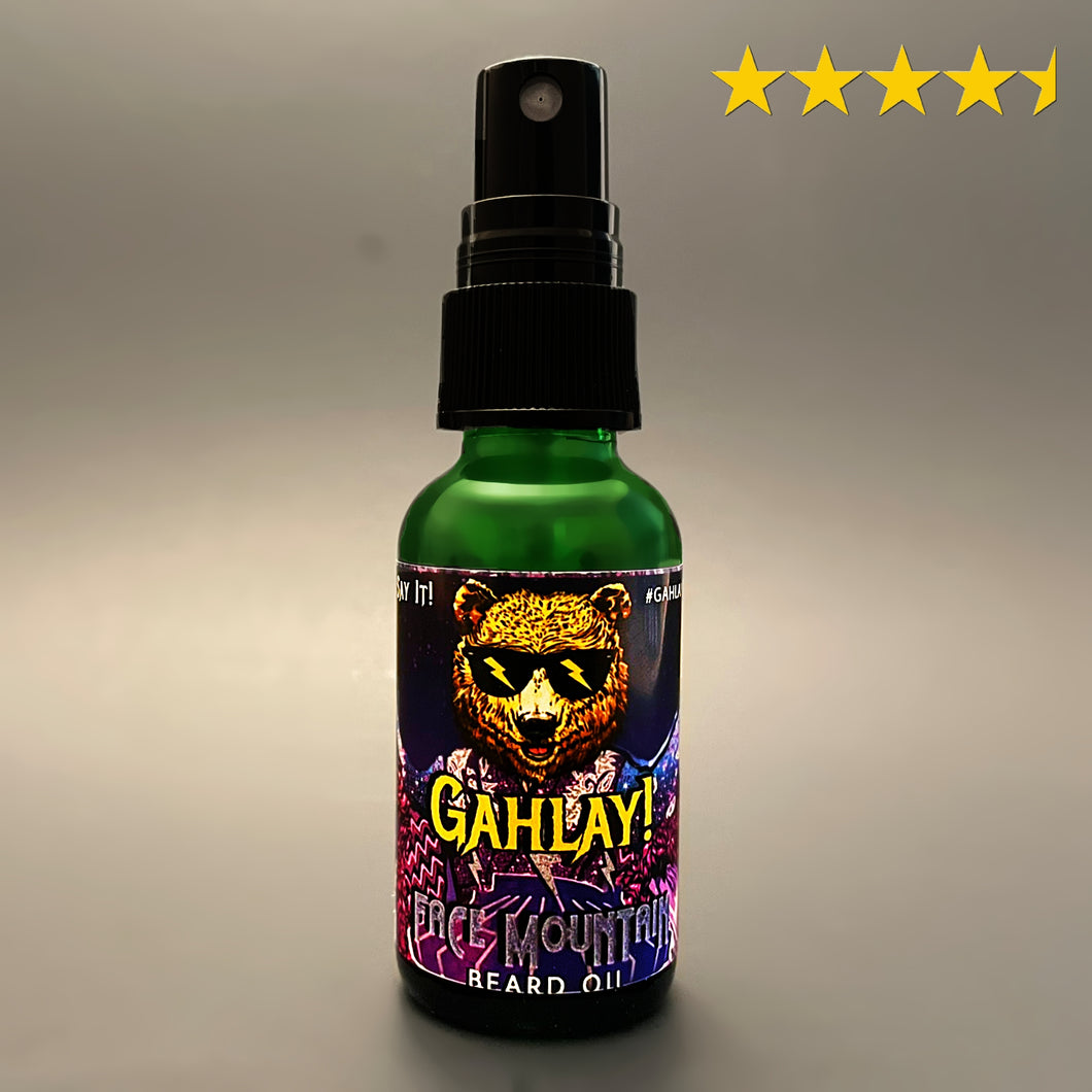 GAHLAY! Face Mountain Beard Oil - Nighttime relaxing scent of Lavender and Sandalwood. Premium beard oil for men, made in Greenville, SC, designed to hydrate and nourish your beard for a soothing evening routine.