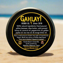 Load image into Gallery viewer, GAHLAY! Vanilla Smoke Beard Balm – Southern-inspired grooming balm in a metal tin, featuring a bold black label with vintage design. Scented with Carolina pipe tobacco and smooth vanilla for a rich, masculine aroma.