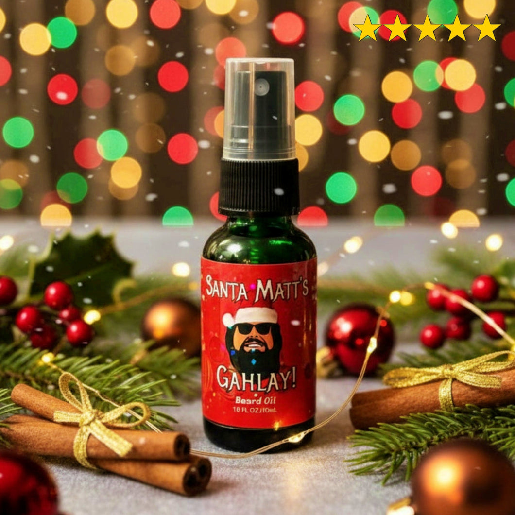 GAHLAY! Santa Mattman's Winter Mint beard oil - The Rise Guys peppermint frankincense Christmas scent