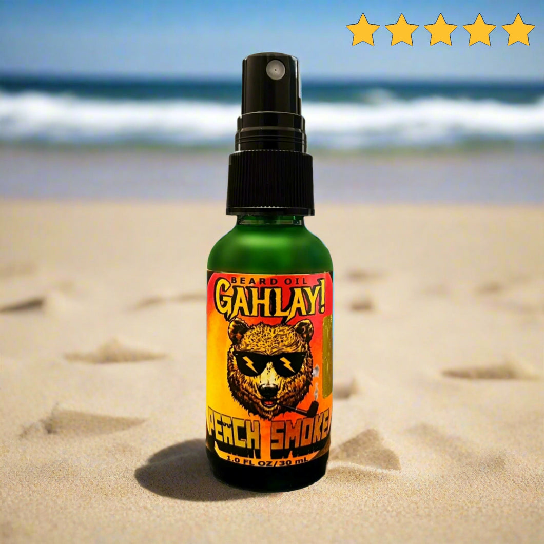 GAHLAY! Peach Smoke Beard Oil – Unleash Swagger with Sweet Tobacco and Peach Kernel Essence | Free Shipping | Greenville SC