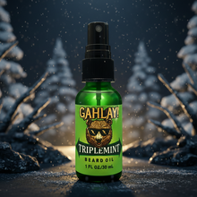 Load image into Gallery viewer, GAHLAY! TripleMint beard oil bottle with a dark background